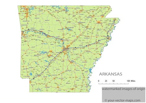 Arkansas State Map With Counties And Cities