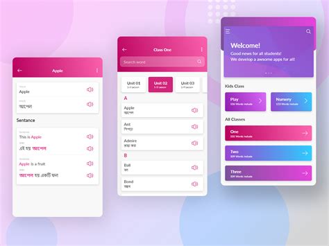 School Vocabulary Apps User Interface Design Mobile App By Morsalin