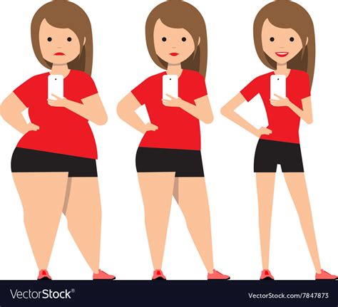 Stages Weight Loss Before And After Royalty Free Vector