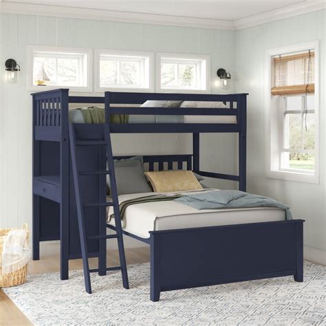 Harriet Bee Aderito Twin Over Full Solid Wood L Shaped Bunk Beds With