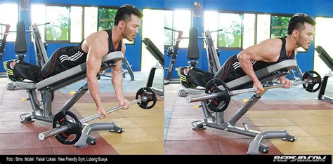 Reverse Grip Incline Bench Barbell Row Reps Indonesia Fitness