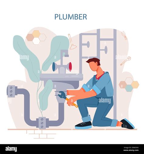 Plumbing Services Banner Or Advertising Poster Template Flat Vector