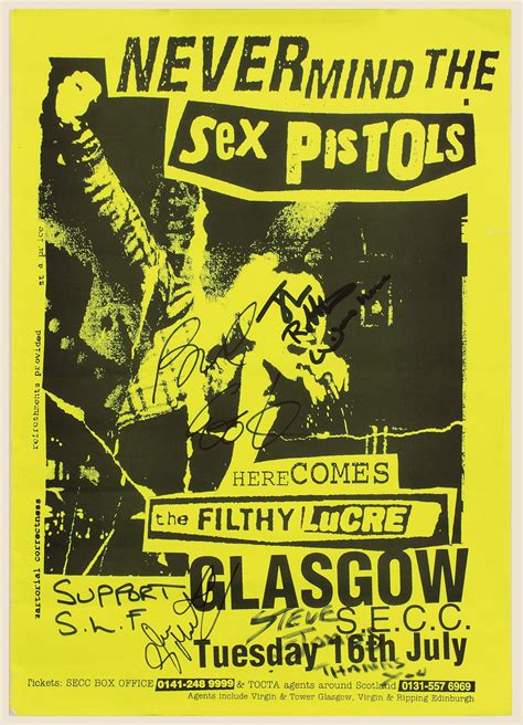 Lot Detail The Sex Pistols Signed Original Filthy Lucre Poster