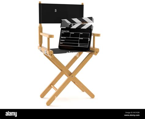 Movie Director Chair With Clap Board Isolated On White Background Stock