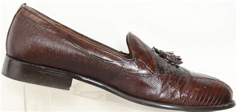 Stacy Adams Cognac Genuine Snakeskin Tassle Loafers Shoes Mens M EBay