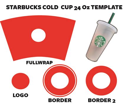 Download 24 OZ Starbucks Venti Cold Cup Template Full Wrap SVG