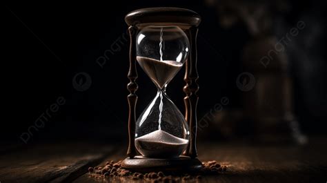 The Hourglass Sand On A Dark Table Background Hourglass Hd