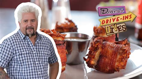 guy fieri eats bacon wrapped tots diners drive ins and dives food network youtube