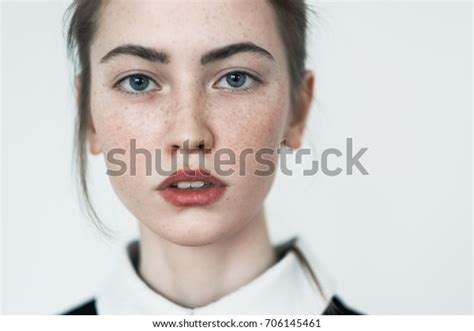 Portrait Sensual Beautiful Young Girl Freckles Stock Photo Edit Now