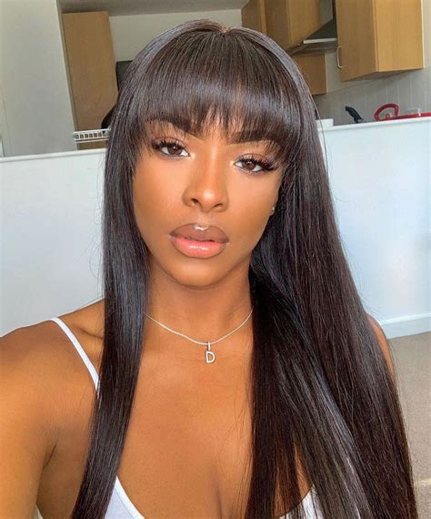Thriving Hair Glueless Straight Virgin Human Hair Lace Front Wigs With Bangs V12 Front46