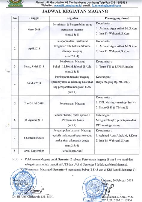 Contoh Laporan Magang Jadwal Kerja - IMAGESEE