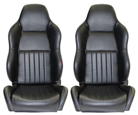 Classic High Back Pair 2 X Black Leather Car Bucket Seats Plymouth