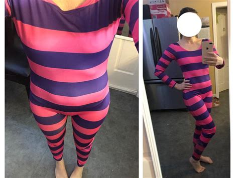 Pink And Purple Striped Catsuit One Piece Body Hugging Jumpsuit Long