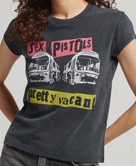Womens Sex Pistols Limited Edition Cap Sleeve T Shirt In Heavy Amp Black Superdry Uk