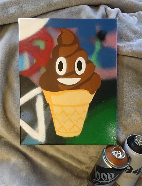 Poop Emoji Ice Cream Stencil Spray Painting Etsy Uk
