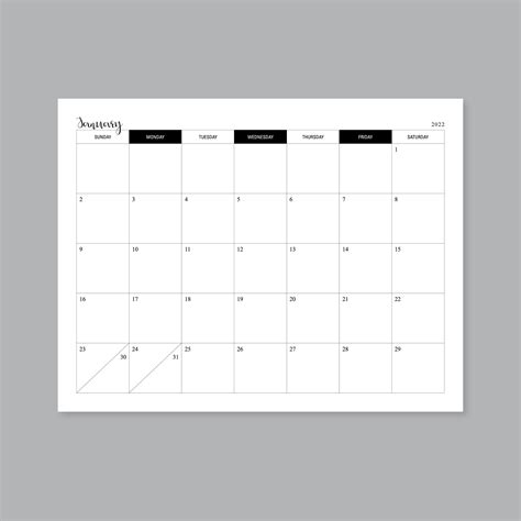 2022 Calendar Planner Printable Monthly Planner Letter A4 Etsy