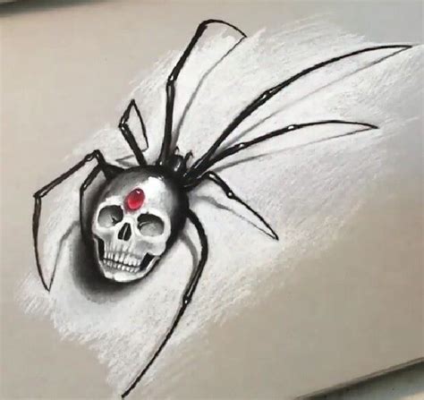 Black Widow Skull Drawing Cool Tattoo Idea Tattoos Spider Tattoo