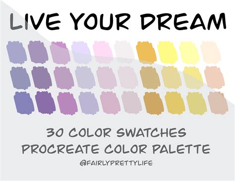 Live Your Dream Color Palette Procreate Palette Color Etsy Ireland