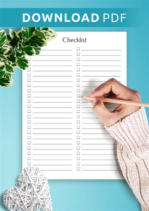 Paper Printable Checklist Template Instant Download Multiuse Template