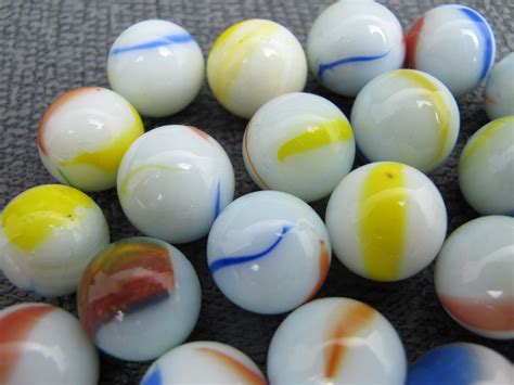 Vintage Collection Of 30 Glass Marbles Lovely Opaque White Etsy
