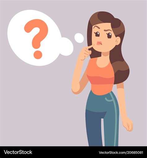 Cartoon Young Standing Woman Thinking Royalty Free Vector