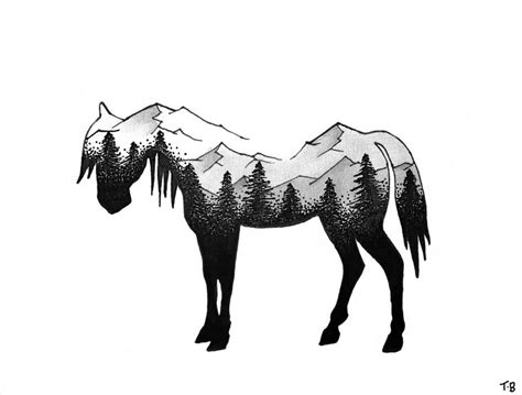 Horse And Mountains Silhouette Art Print By Tori Brown X Small