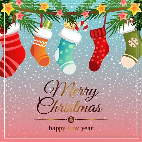 Snow Christmas Card With Socks Decoration Download Free Vectors