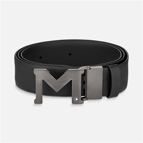 M Buckle Black 35 Mm Leather Belt Luxury Belts Montblanc® Am