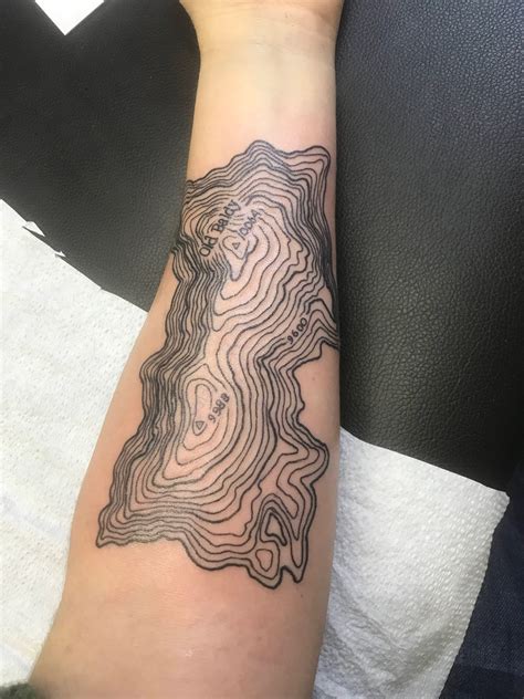 Topographic Map Tattoo Cartography Tattoo Contour Lines Map Tattoos