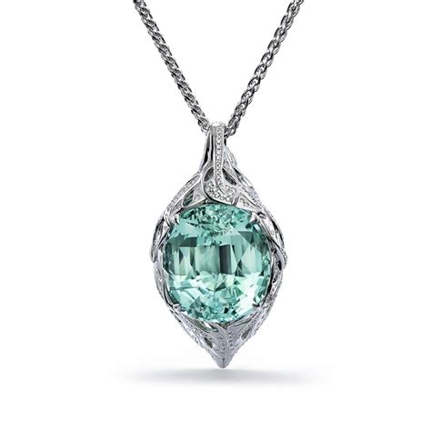 Brazilian Paraiba Tourmaline Necklace With D Flawless Diamonds Set In