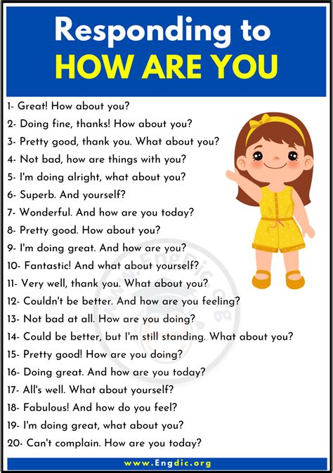 How To Respond To “how Are You” In English 100 Cute Ways Engdic