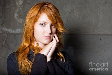 Moody Portrait Of A Beautiful Fashoinable Young Redhead Girl Wit