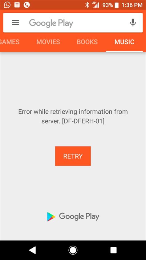 I tried clearing the cache of the google play store and google play services but it still has the problem. google play store - Error retrieving information from ...