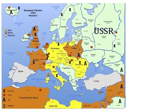 This Is The European War Map Used In The World War Two Simulation