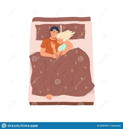 couple sleeping in bed on pillow under blanket stock vector illustration of character woman