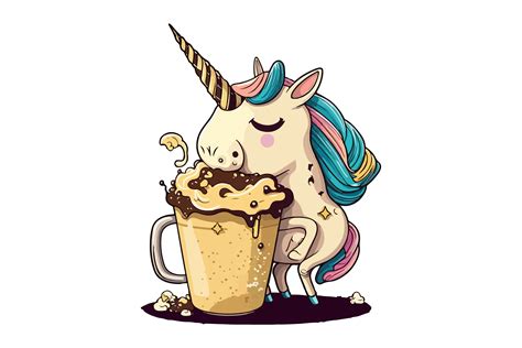Unicorn Drinking Coffee Vector Graphic By Breakingdots · Creative Fabrica