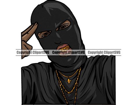 Gangster Ski Mask Gold Teeth Grill Hat Thug Head Face Cap Etsy