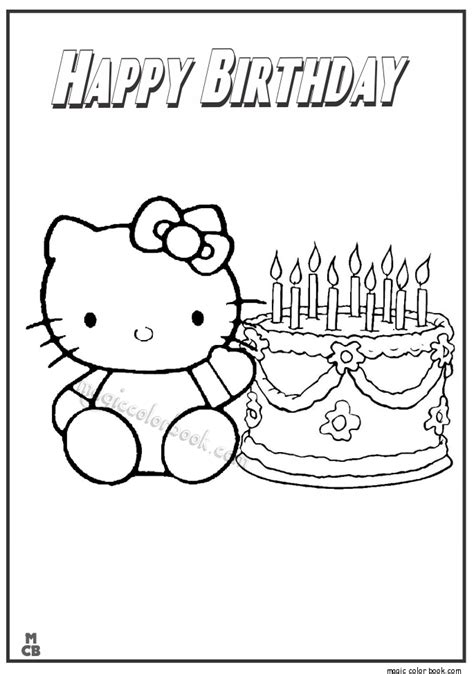 Hello Kitty Happy Birthday Coloring Page Coloring Home