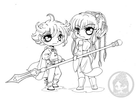 Chibi Elves Lineart By Yampuff Chibi Coloring Pages Chibi Coloring