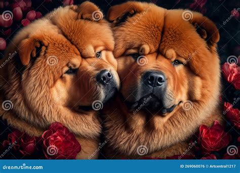 Valentines Day Cuddling Animals Chow Chow Couple1 Generative Ai