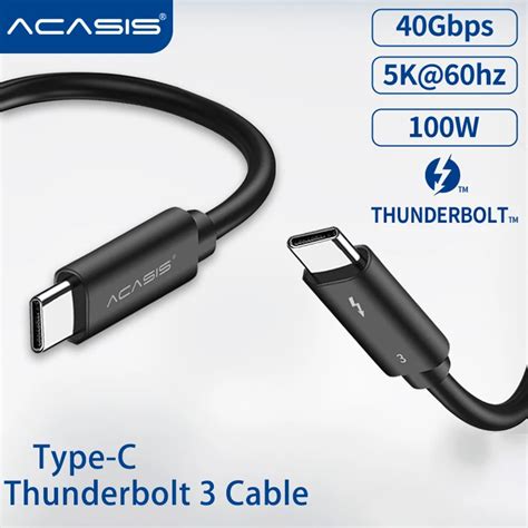 Thunderbolt 3 Cable 40gbps 100w 5a20v Pd Fast Charging Usb C To C