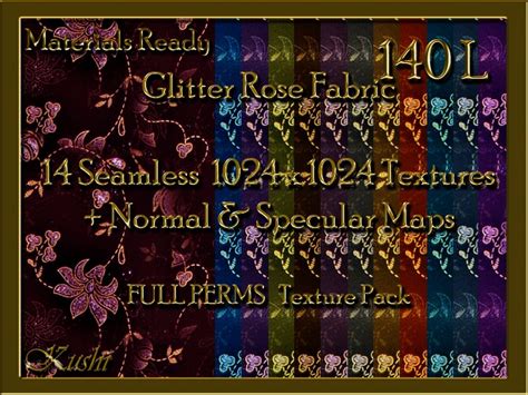 Second Life Marketplace Kushi Glitter Rose Fabric Seamless Texture