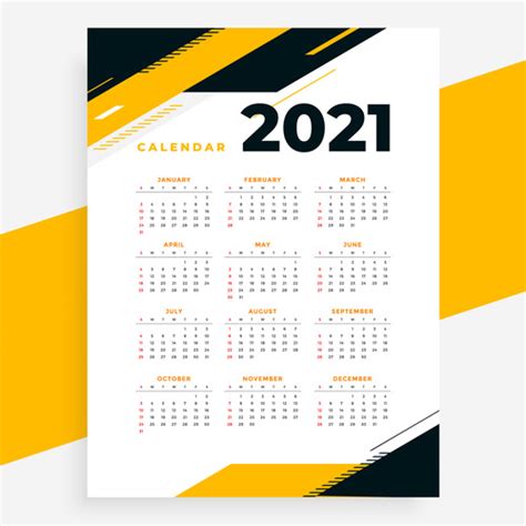 Simple 2021 Calendar Vector Free Download