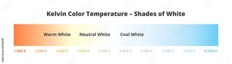 Kelvin Color Temperature Shades Of White Scale Chart Isolated Warm