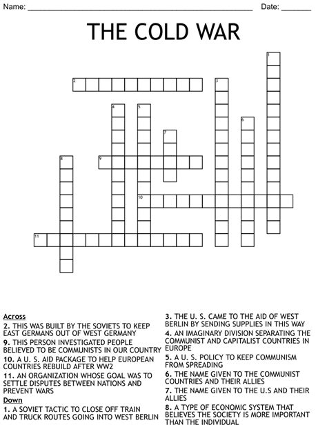 The Cold War Crossword Wordmint