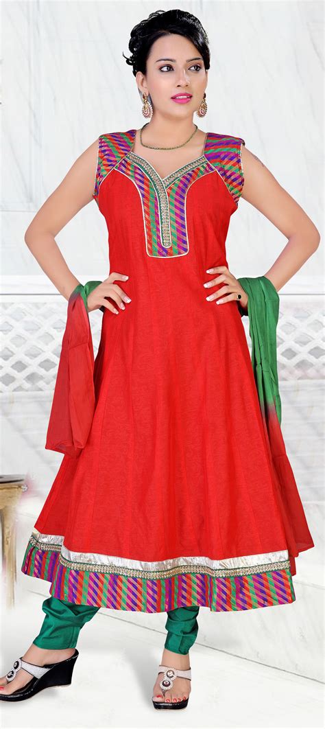 Casual Red And Maroon Color Art Silk Fabric Salwar Kameez 418018
