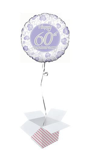 Happy 60th Diamond Anniversary Round Foil Helium Balloon Inflated