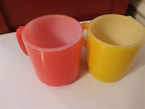 Coffee Tea Mugs Cups Set Of 2 Yellow Fire King Anchor Hocking Etsy