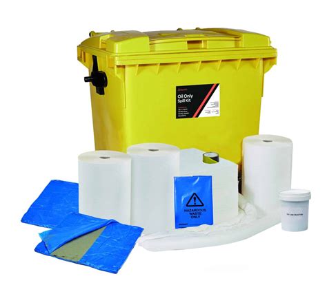 Oil Only Absorbent Spill Kit Litre Wheeled Bin With Drain Cover