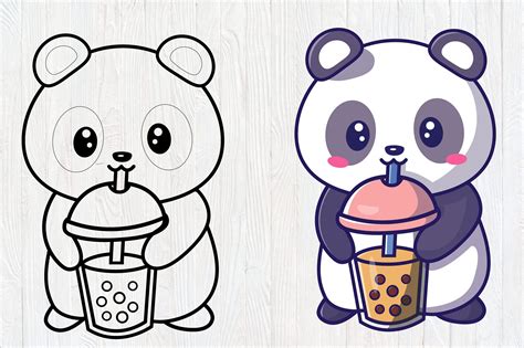 Bubble Tea Panda Kawaii Panda Boba Tea Png And Eps Clipart Instant